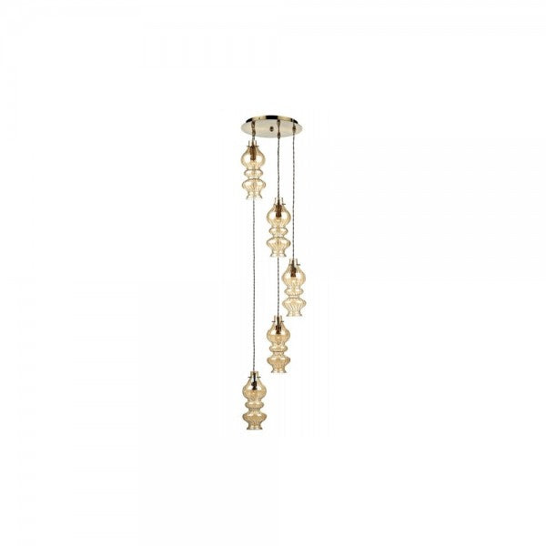 Dar ROD0520 Rodeo 5 Light Spiral Pendant complete with Champagne Glass