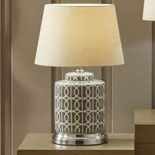 ARIS Grey And White GEO Pattern Table Lamp by PACIFIC LIFESTYLE