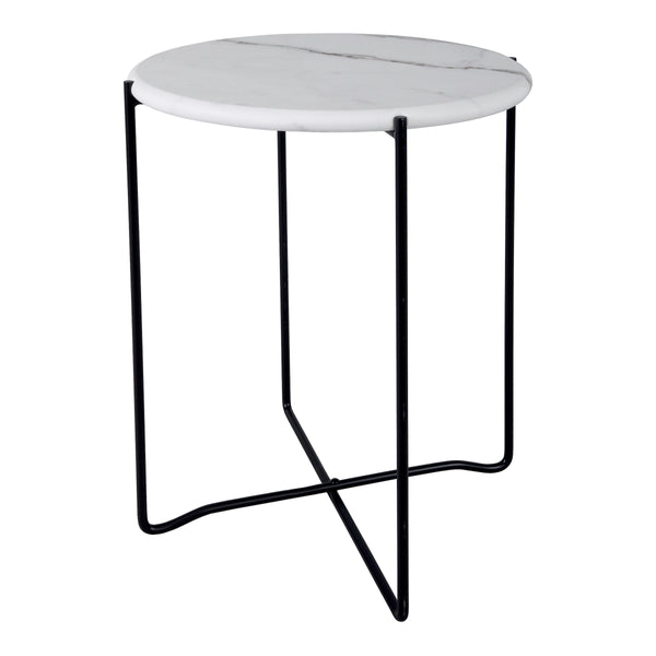 Dar 001AZZ002 Azzate Round Rolled Edge Side Table White Marble Effect