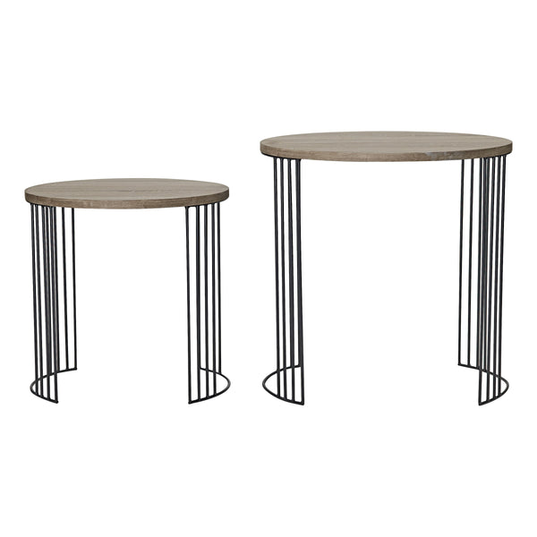 Dar 001DRU001 Drum Nest of 2 Round Tables Oak Effect