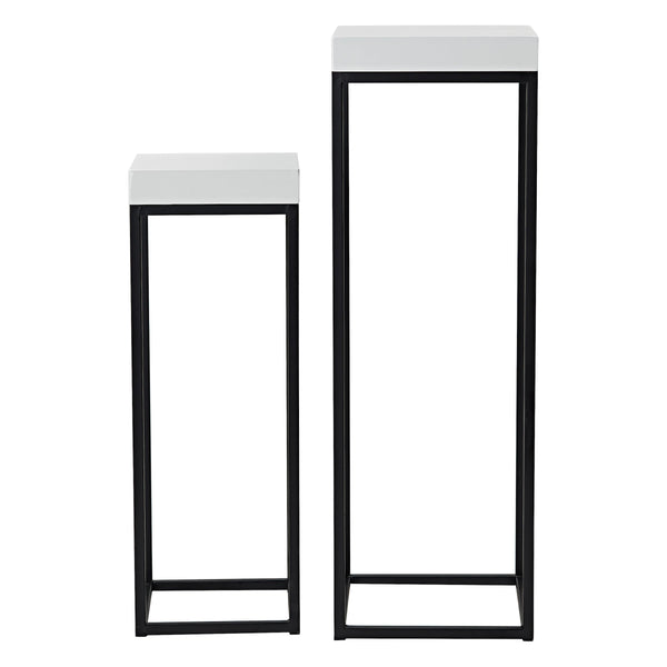 Dar 001FAB002 Fabio Nest of 2 Plant Stands White Gloss Top