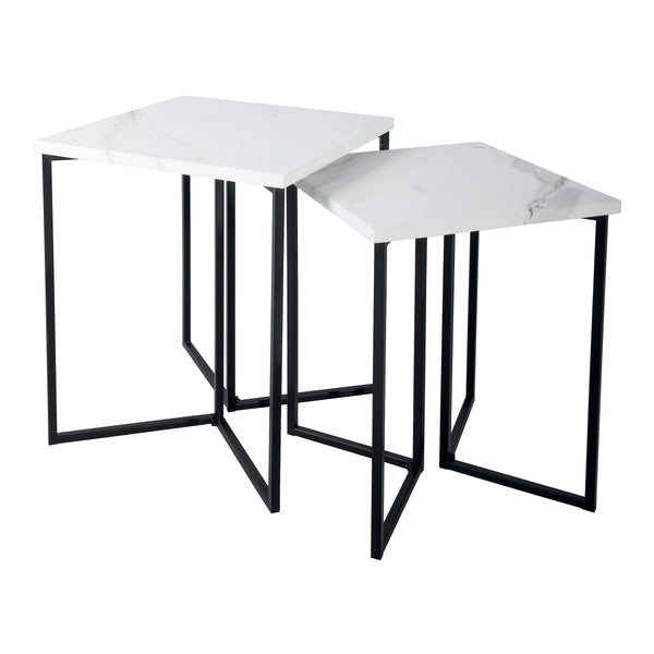 Dar 001FOT003 Fotini Nested Side Table White Marble Effect