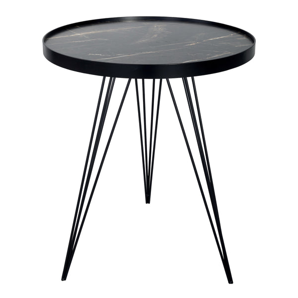 Dar 001RAU002 Rauma Round Side Table Dark Grey Stone Effect