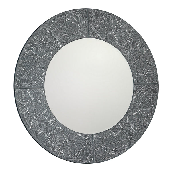 Dar 002ATR80 Atrani Round Grey With Silver Leaf Mirror 80cm