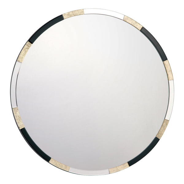 Dar 002GAD80 Gadany Round Gold Leaf And Black Glass Mirror 80cm