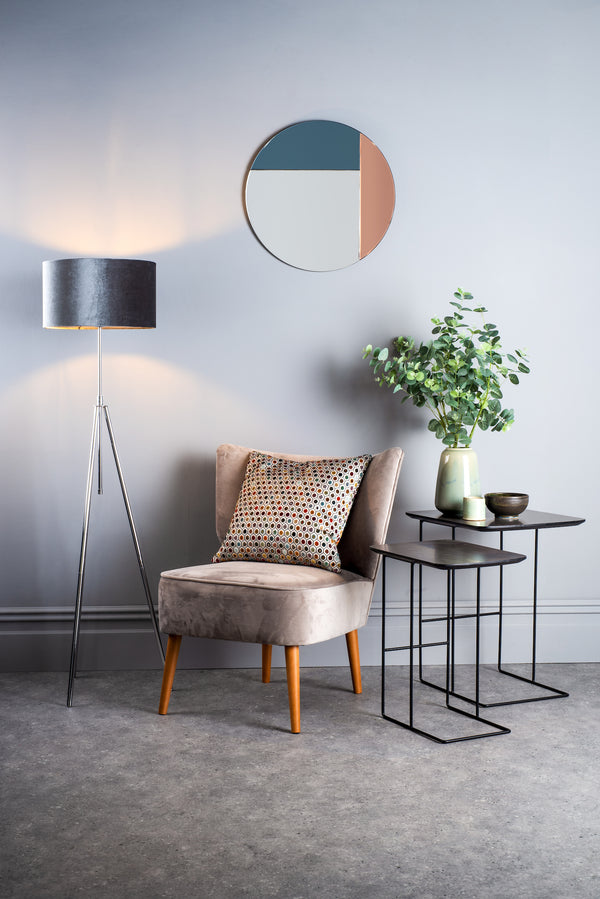 Dar 002THA50 Thalia Round Blue And Rose Gold Mirror 50cm