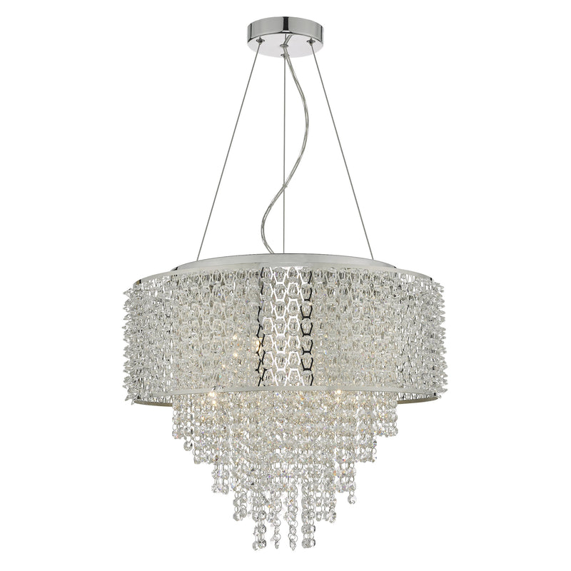 Dar ACE0650 Acelynn 6 Light Pendant Polished Chrome & Crystal