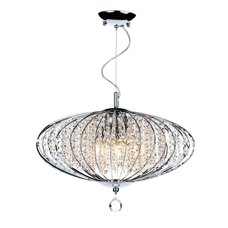 Dar ADR0550 Adriatic 5 Light Pendant Polished Chrome and Faceted Crystal
