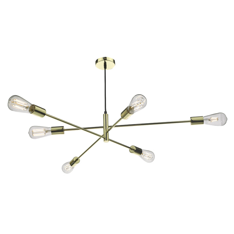Dar ALA0635 Alana 6 Light Pendant Polished Gold