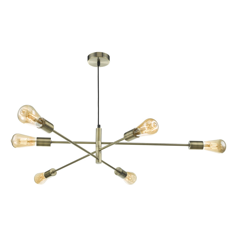 Dar ALA0675 Alana 6 Light Pendant Antique Brass