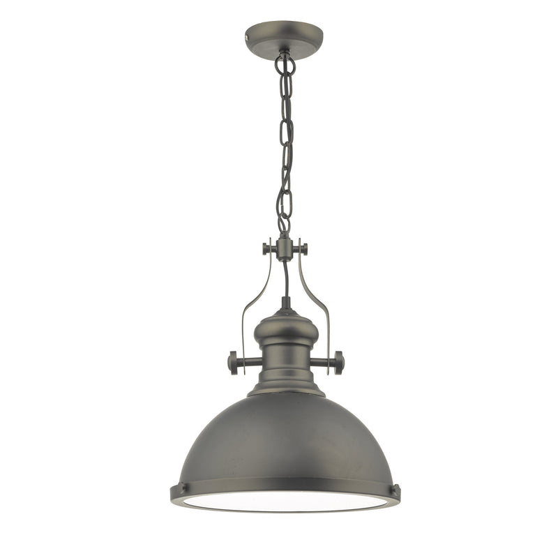 Dar ARO0167 Arona 1lt Pendant Antique Pewter & Glass