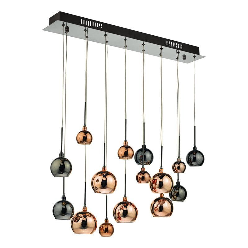 Dar AUR6264 Aurelia 15lt Bar Pendant Black Chrome & Multi Colour