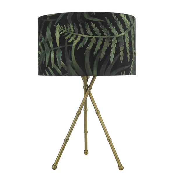 Dar BAM4275 Bamboo Tripod Table Lamp Antique Brass Lamp Base