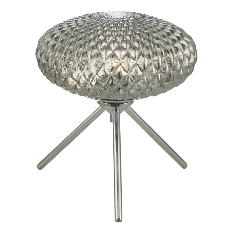Dar BIB4110 Bibiana Table Lamp Polished Chrome with Smoked Glass Small