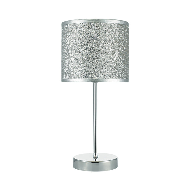 Dar BIS4132 Bistro Touch Table Lamp Polished Chrome C/W Silver Glitter Shade