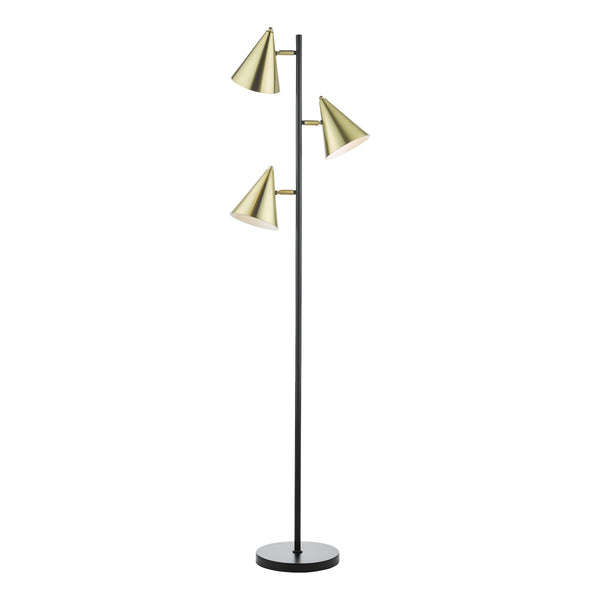 Dar BRA4941 Branco 3 Light Floor Lamp Matt Black And Brass