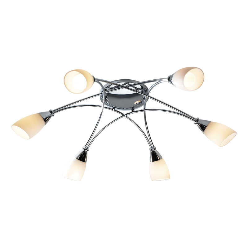 Dar BUR0650 Bureau 6 Light Semi Flush Polished Chrome