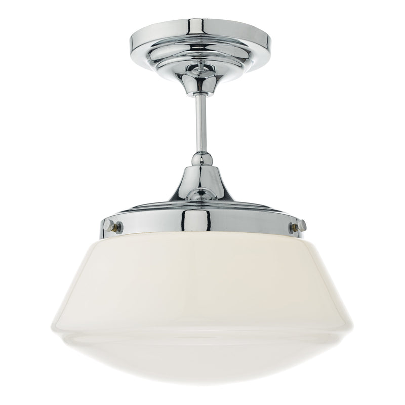 Dar CAD0150 Caden Semi Flush Polished Chrome & Opal Glass IP44