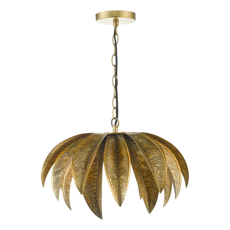 Dar CAR0135 Cara 1 Light Pendant Antique Gold