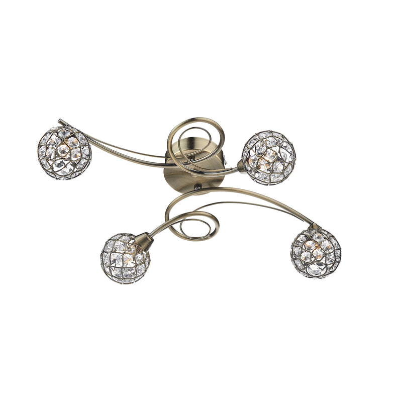 Dar CIR0475 Circa 4 Light Flush Antique Brass