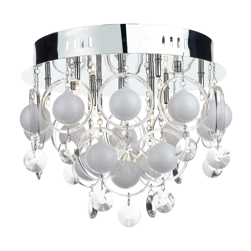 Dar CLO1350 Cloud 9 Light Flush Polished Chrome Crystal