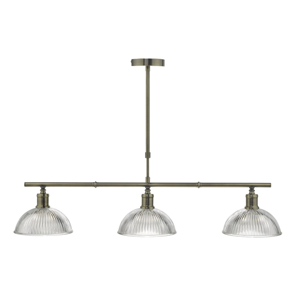 Dar DAR0375 Dara 3lt Bar Pendant Antique Brass & Glass
