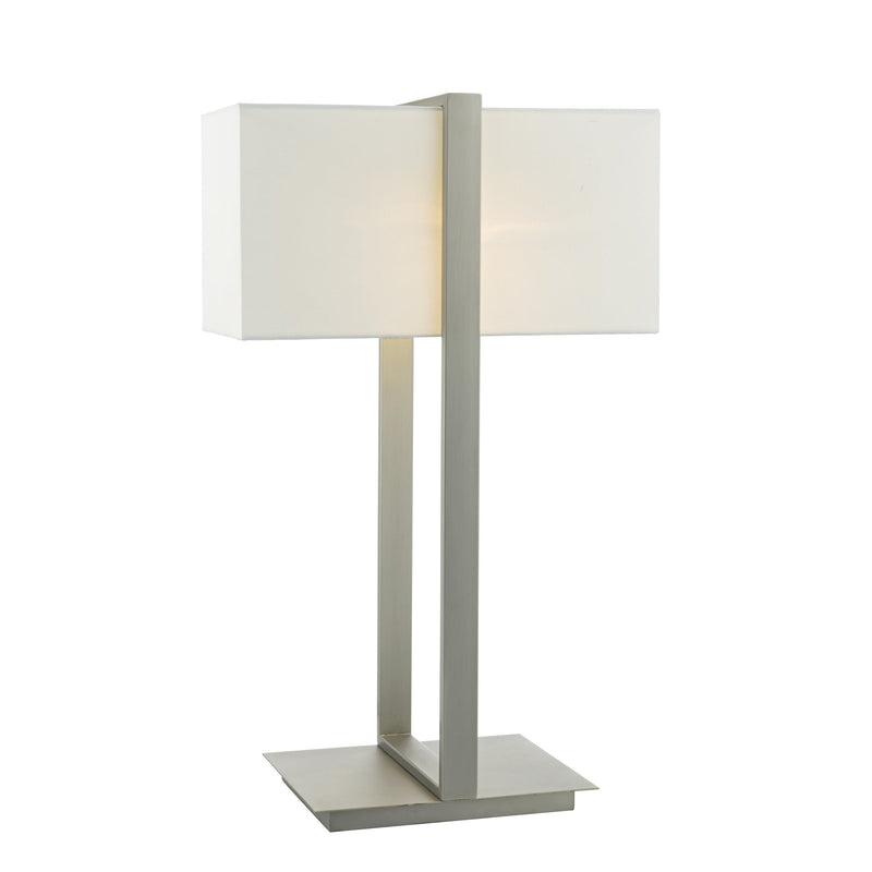 Dar EDU4246 Eduardo Table Lamp Antique Nickel C/W Ivory Cotton Shade