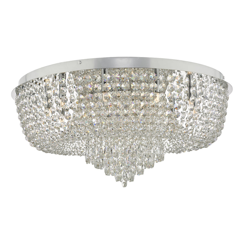 Dar EIT4808 Eitan 12 Light Beaded Flush Clear and Polished Chrome