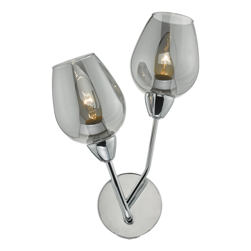 Dar ELO0910 Eloise 2lt Wall Light Polished Chrome & Glass
