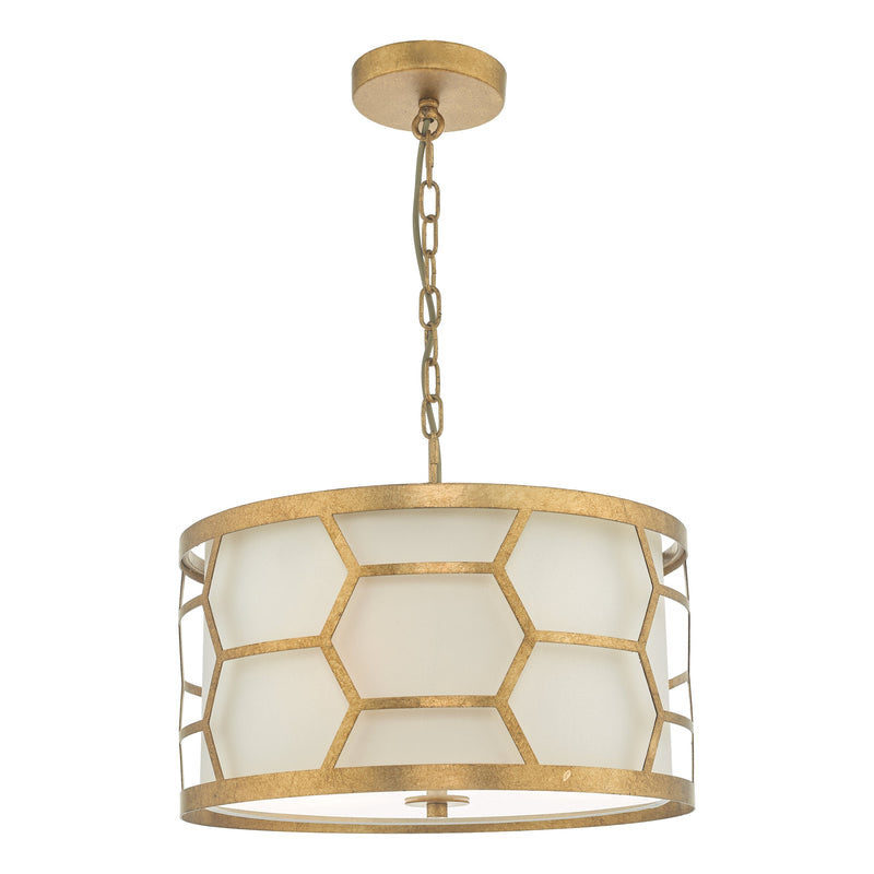 Dar EPS0312 Epstein 3 Light Pendant Gold & Ivory