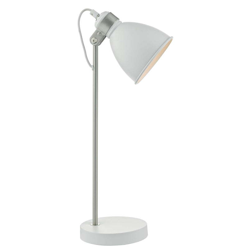 Dar FRE4202 Frederick Task Lamp White & Satin Chrome