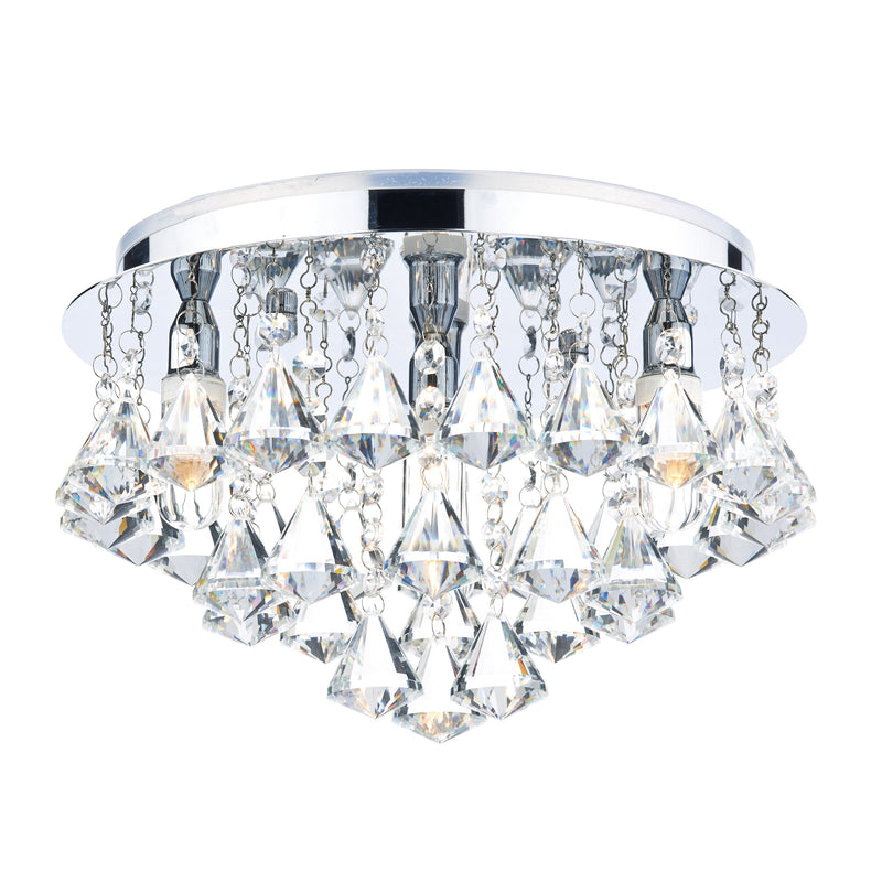Dar FRI0450 Fringe 4 Light Flush Polished Chrome IP44