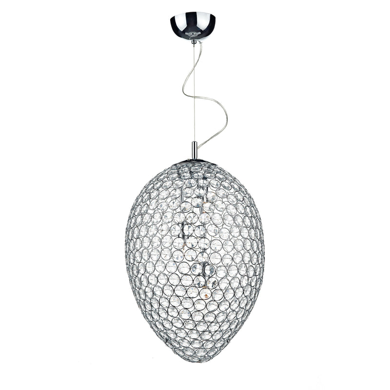 Dar FRO0350 Frost 3 Light Pendant Polished Chrome