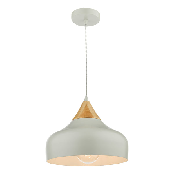 Dar GAU0139 Gaucho 1 Light Single Pendant Grey And Wood