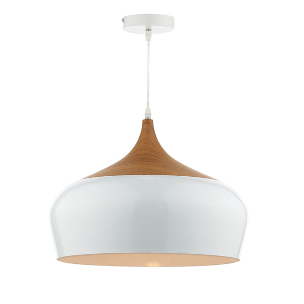Dar GAU8602 Gaucho 1 Light Pendant White Large