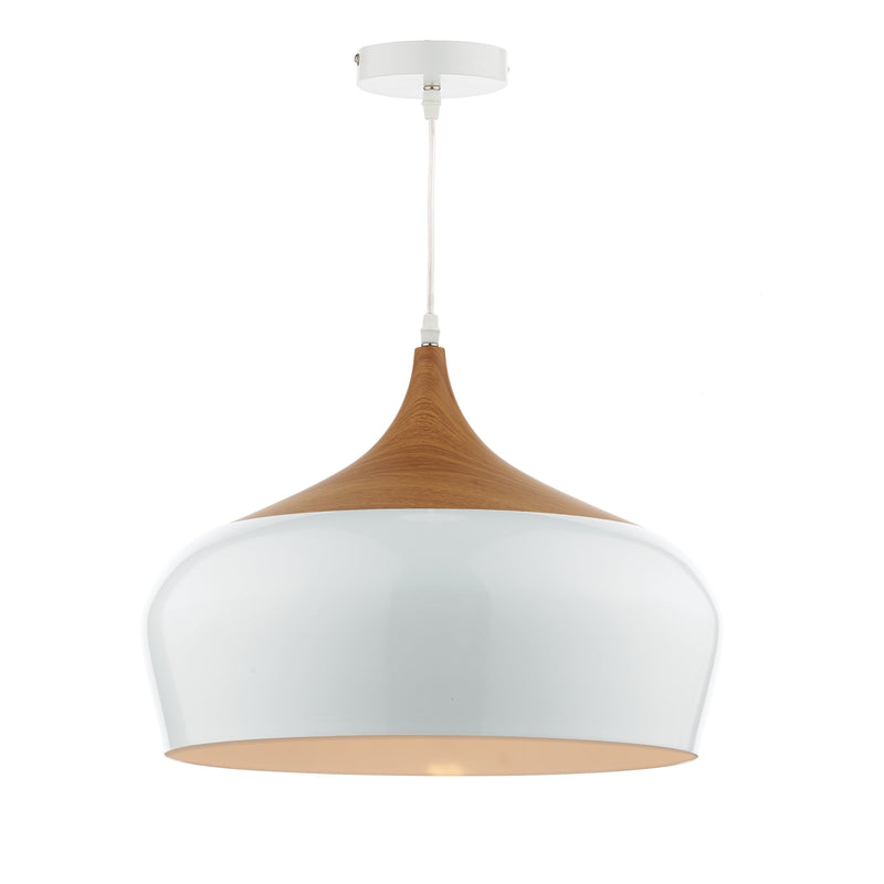 Dar GAU8602 Gaucho 1 Light Pendant White Large
