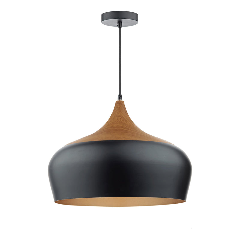 Dar GAU8622 Gaucho 1 Light Pendant Black Large