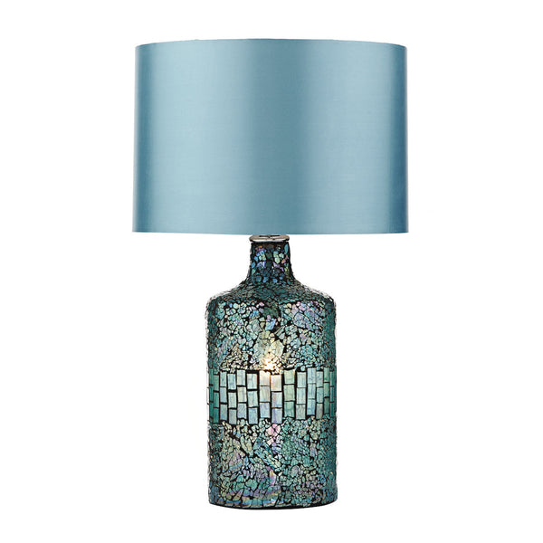 Dar GUR4223 Guru Table Lamp Blue Mosaic Dual Source complete with Shade