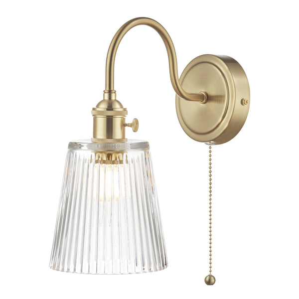 Limited time offer Dar HAD0740-05 Hadano 1lt Wall Light Brass With Clear Ribbed Glass Shade