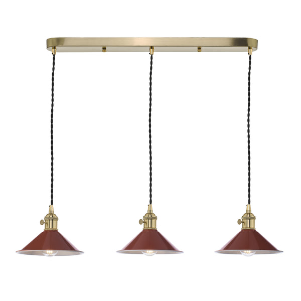 Dar HAD3640-08 Hadano 3 Light Brass Suspension With Umber Shades