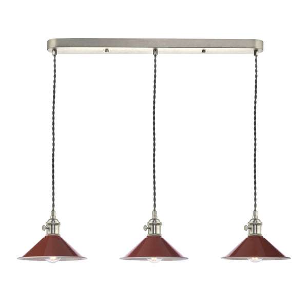 Dar HAD3661-08 Hadano 3 Light Antique Chrome Suspension With Umber Shades