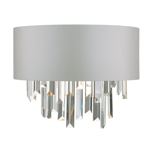 Dar HAL0939 Halle Wall Light Grey & Crystal Cw Shade
