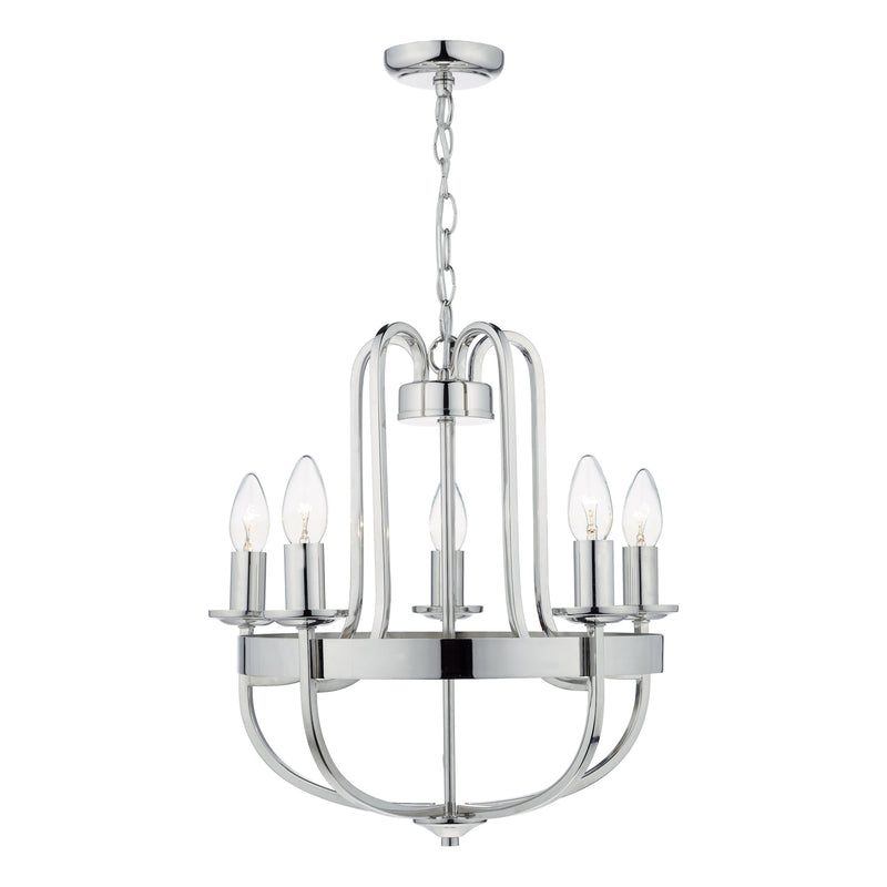 Dar HEY0538 Heythrope 5 Light Pendant Polished Nickel