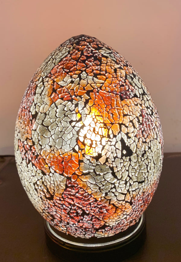 Febland GLASS MOSAIC 20CM Medium Brown and Orange/Maroom Egg Lamp