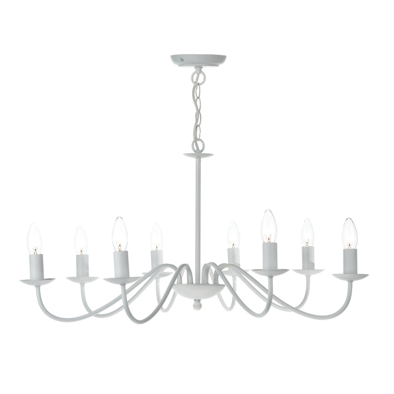 Dar IRW0802 Irwin 8 Light Pendant Dual Mount White