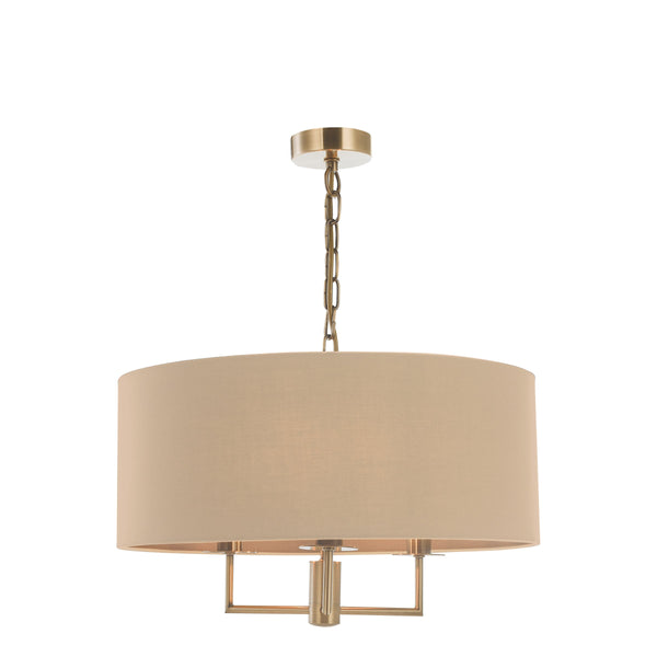 Dar JAM0301 Jamelia 3 Light Shadelier Antique Brass Taupe Shade