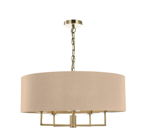 Dar JAM0501 Jamelia 5 Light Shadelier Antique Brass Taupe Shade