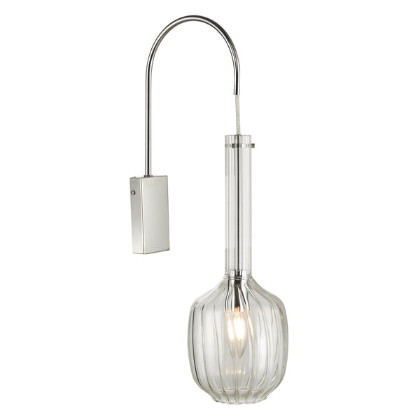Dar KAS0708 Eifel Single Wall Light Clear Glass & Polished Chrome