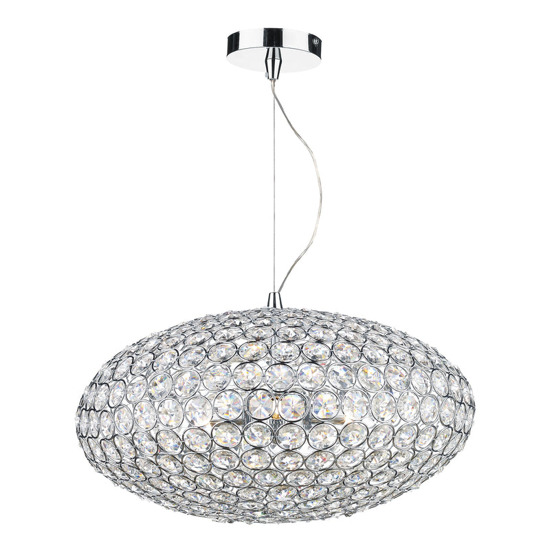Dar KYR0350 Kyrie 3 Light Pendant Polished Chrome & Crystal