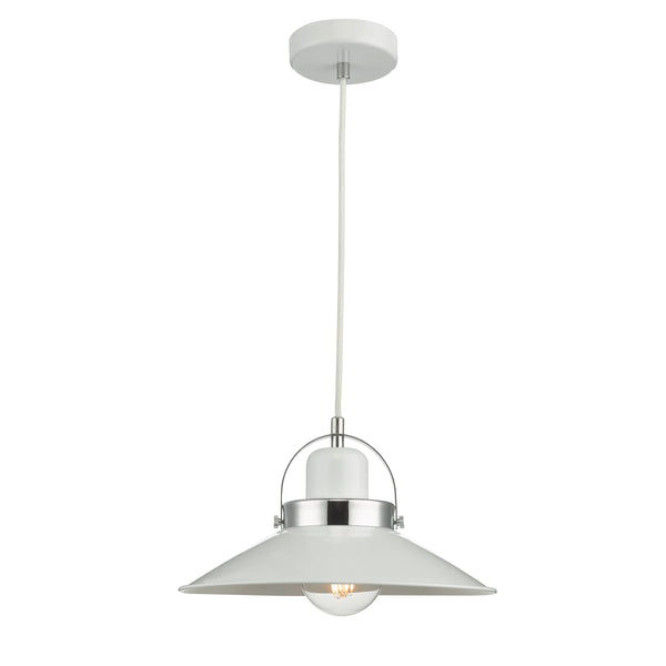Dar LID012 Liden 1Lt Pendant White and Polished Chrome